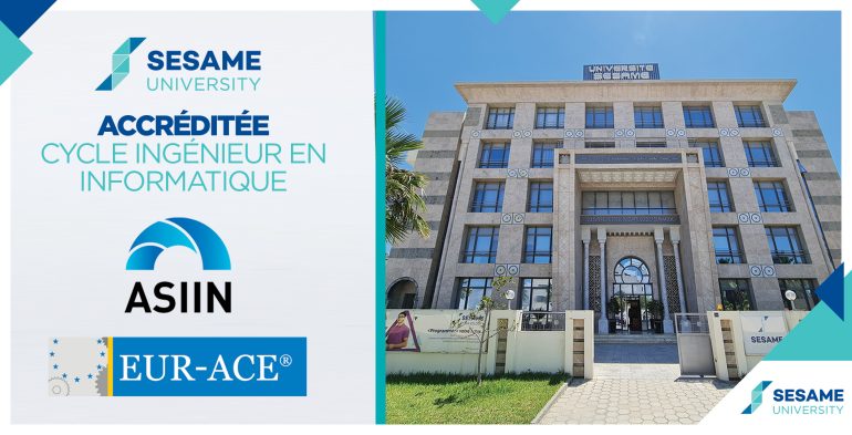 Banniere Accreditation ASIIN L’UNIVERSITÉ SESAME OBTIENT POUR LE CYCLE INGÉNIEUR L’ACCRÉDITATION ASIIN ET EUR-ACE