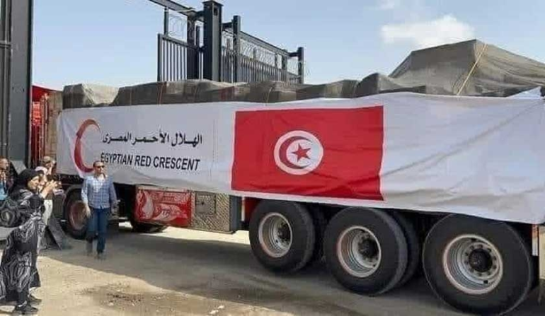 Sans titre 179 L'aide humanitaire tunisienne arrive à Rafah