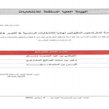 elec نشر قائمة المترشحين المقبولين نهائيا للانتخابات الرئاسية بالرائد الرسمي