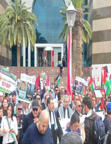 palestine تونس العاصمة: مسيرات حاشدة نصرة لفلسطين في ذكرى عيد الشهداء