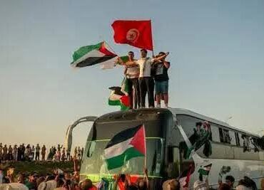 FB IMG 1749990489094 قافلة الصمود تتجمع في نقطة بالقرب من مصراتة الليبية