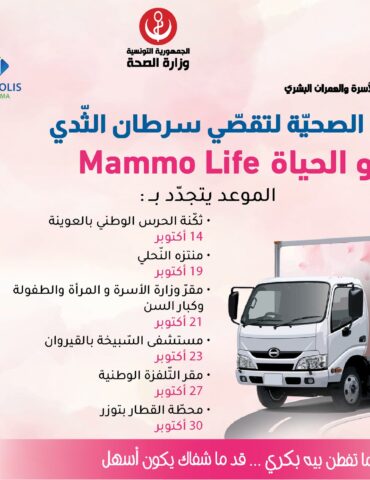 مامو القافلة الصحية المتنقلة "مامو الحياة" لتقصي سرطان الثدي تستأنف نشاطها يوم 14 اكتوبر