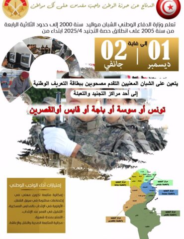 تجننننيد حصة التجنيد الرابعة لسنة 2025 تنطلق بداية من غرة ديسمبر