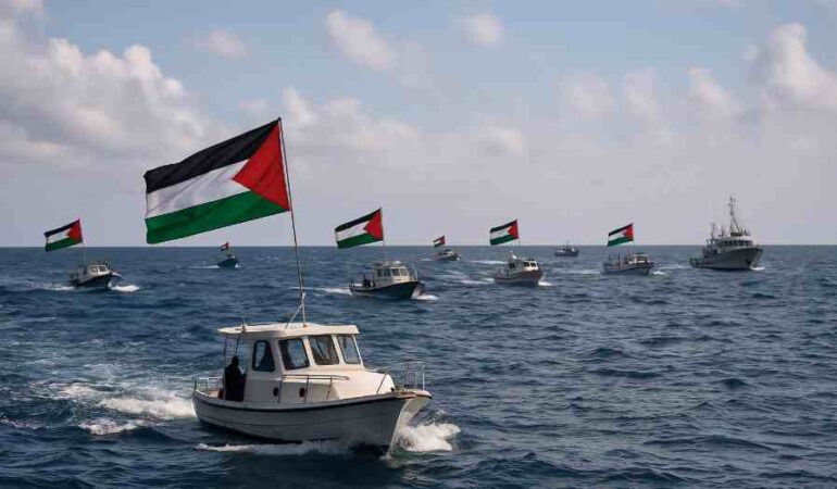 soumoud compressed 1 1 هيئة الصمود التونسية: احتجاز 6 تونسيين مشاركين في “أسطول الصمود العالمي” المتجه إلى غزة